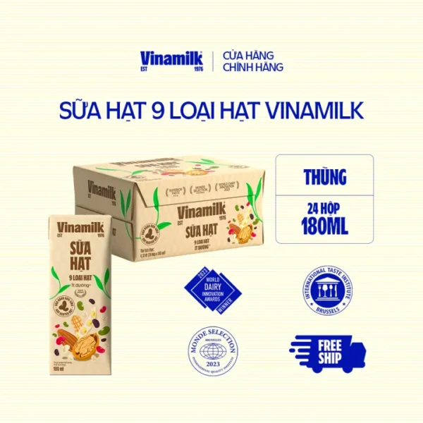 Sữa 9 loại hạt Vinamilk - Thùng 24 hộp 180ml